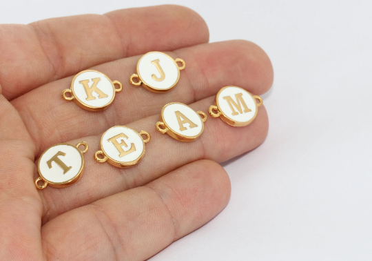 10x14mm 24k Shiny Gold Letter Coins, Alphabet Necklace,     HRF33