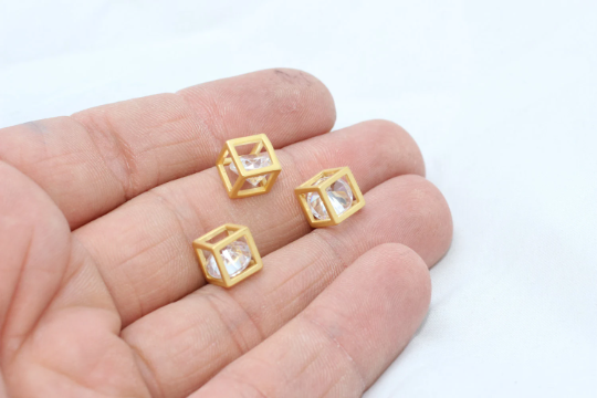 8 mm 24 Ayar Mat Altın Açık Küp, Küp Kolye, Açık Küp, BRT430