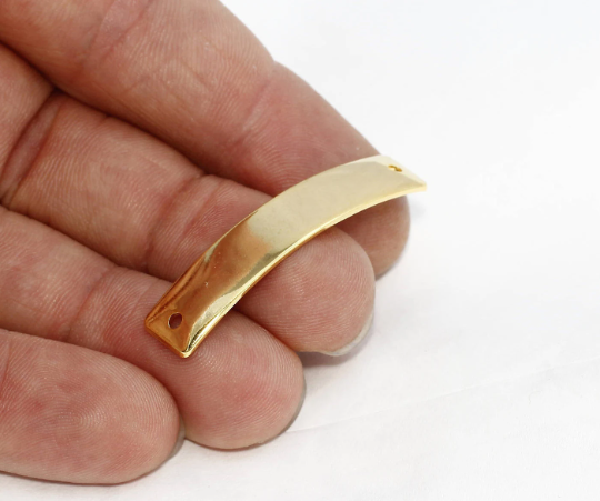 8x40mm 24 Ayar Parlak Altın Kavisli Çubuk, Bilezik Bağlantı Parçası, MTE91