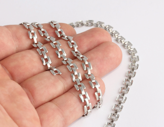 6mm Rhodium Plated Chain, Bulk Lot Chain, Box Chains, CHK709-3