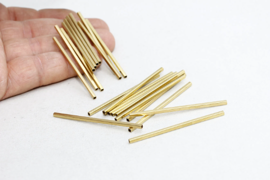 2x50mm Raw Brass Square tubes, Square tube beads, Tube TBR65