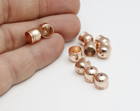 7x8mm Rose Gold End Cap, Inner Size 7mm, Bead Cap, NED22