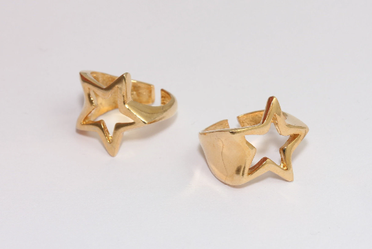 20mm 24k Shiny Gold, Star Rings, Gold Statement Rings,  MLS224