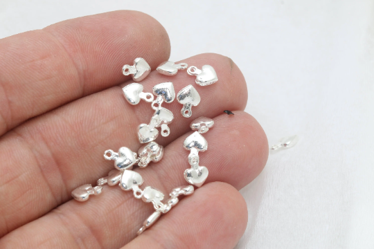 Ciondoli a forma di cuore placcati in argento 5,6x7,5 mm, cuore, placcato in argento, AE9