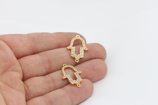17x25mm 24k Shiny Gold Hamsa, Hamsa Bracelet, ZRCN792