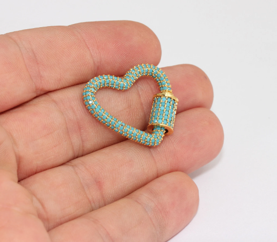 Shiny Gold Heart Screw Clasp