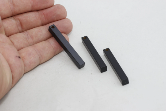 Barra per stampaggio nera opaca 6x50 mm, componenti grezzi, collana a barra, pendente a barra lunga, componenti grezzi per stampaggio, componenti placcati in nero, PB, ETS216