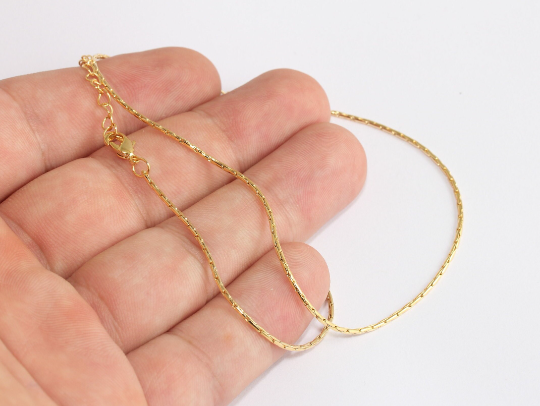 14'' 1,2mm 24k Shiny Gold Snake Necklace, Finished Snake, CHK627-1