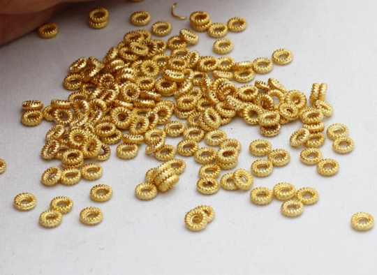 4,5mm Matt Gold Rondelle Beads, Spacer Beads, Round  BRT50