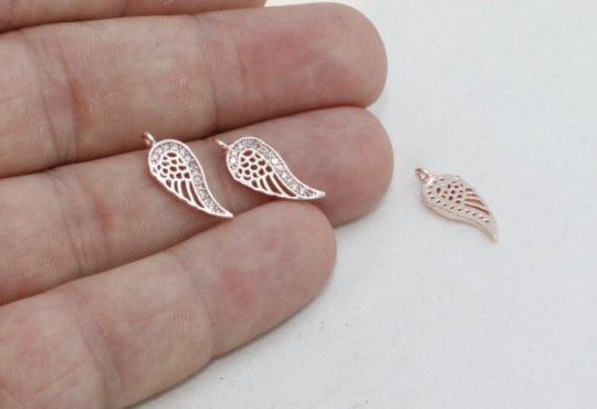 7x18mm Gül Altın Kanatlar, Mikro Döşeme Kanat Takıları, Kübik ZRCN282