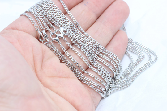 17 '' 2x2,4mm Silver Color Chain, Ready Made Necklace , BXB73-7