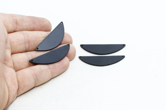 Pendente placcato nero 14x42 mm, connettore pendente, mezzaluna ETS78