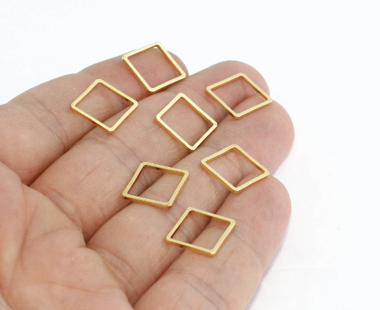 12x12mm 24k Shiny Gold Square Charms, Square ,Gold       AE118