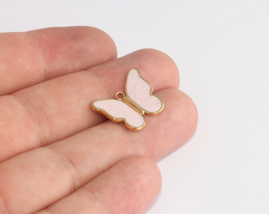 Ciondoli a forma di farfalla in oro lucido 24k, 17x20 mm, farfalla, XP285