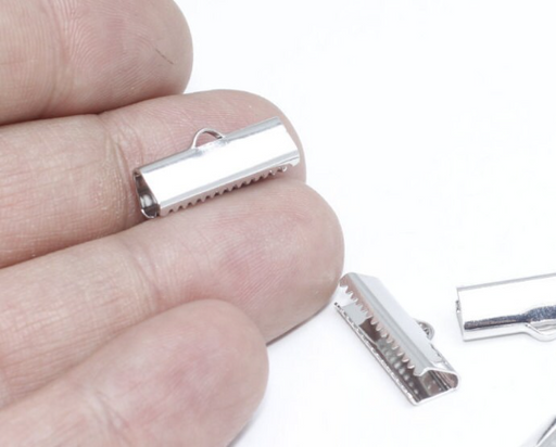 Rhodium Plated Ribbon Crimps