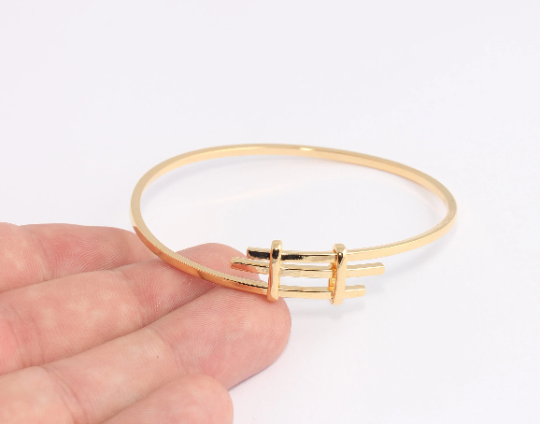 Shiny Gold Bracelet Cuff Adjustable