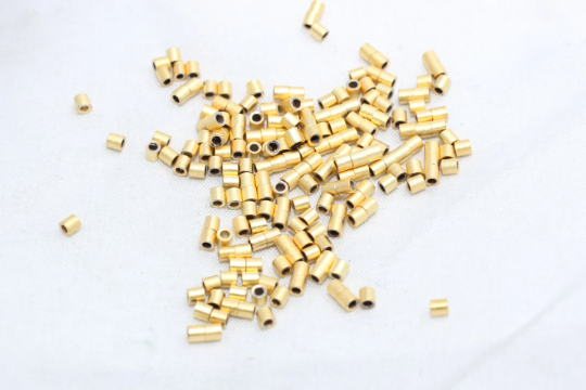 2x2mm 24k Matt Gold Plated Crimp Beads, Crimp Tube, Tube Beads, MTE12