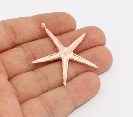 40x45 mm Gül Altın Deniz Yıldızı, Deniz Yıldızı Takıları, Deniz Hayvanları, CHK582-1