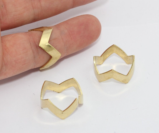 Raw Brass Chevron Ring, V Shape Ring, Statement Rings, AE244