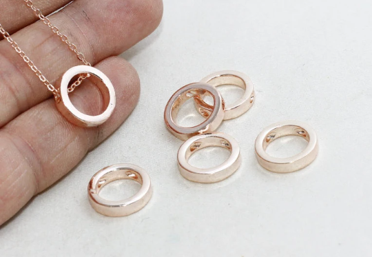 Ciondolo rotondo in oro rosa da 15 mm, ciondoli a forma di cerchio, Eternity ROSE15