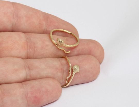 18-19mm 24k Shiny Gold Snake Rings, Dainty Gold Rings, MLS577