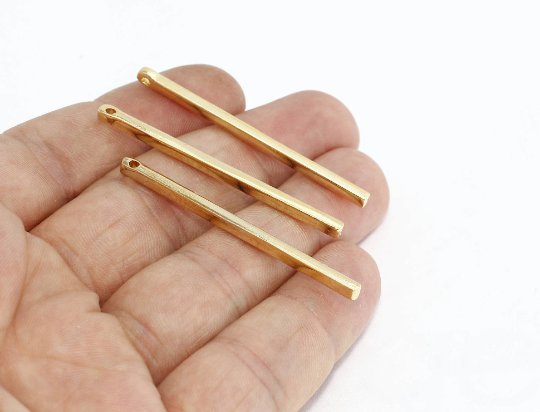 Barra quadrata in oro lucido 24k da 3x50 mm, ciondoli a barra, collana a barra, AE138