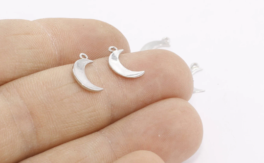 8x14mm Rhodium Plated Moon Charms, Crescent Moon , FNL119