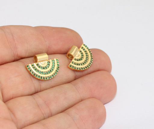 Micro Pave Semicircle Charms