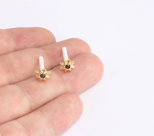 Stud Earrings, Micro Pave Star