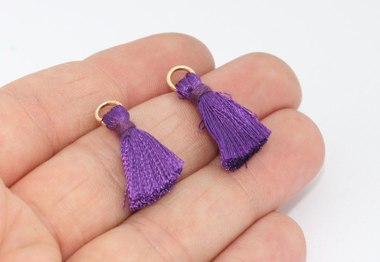 Purple tassels, Mini Tassels, 2,5cm , Short Thread Cotton XSL14