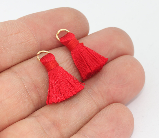 Red tassels, Mini Tassels, 2,5cmDark Blue , Short Thread XSL27