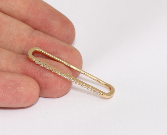 12x44mm 24k Shiny Gold Ear Charms, Non-Pierced Earring MLS61