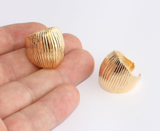 17-18 mm 24 Ayar Parlak Altın Yüzük, Ayarlanabilir Yüzük Ayarları, Altın Kalın Yüzükler, XP105