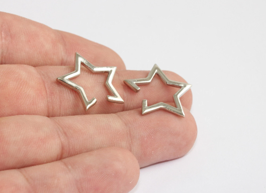 23mm Rhodium Plated Star Hoop Ear Cuff, Dainty Ear Cuff, MLS513