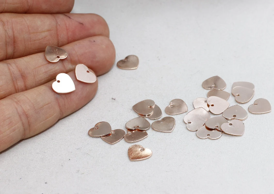 9x10mm Gül Altın Kalp Takıları, Kalp Kolye, Damgalı Boş Kalp, Kalp Boşlukları, Altın Kaplama Bulgular, Altın Kaplama Takılar, HC, ROSE164