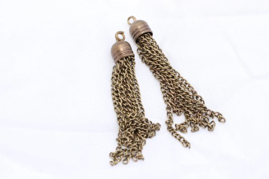 Chain Tassel Antique Bronze End cap with ball chains