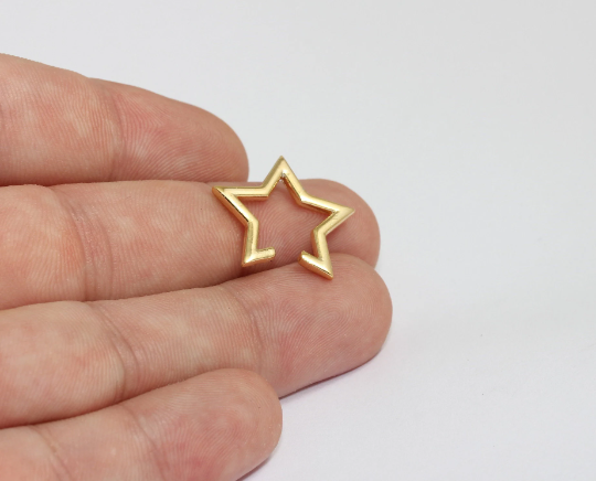 23mm 24k Shiny Gold Star Hoop Ear Cuff, Dainty Ear Cuff, MLS382