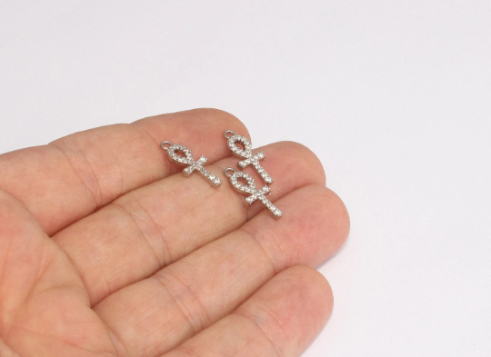 Rhodium Plated Ankh Charm