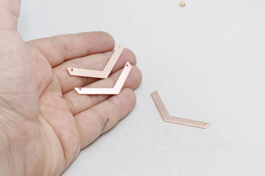 Ciondolo a zig-zag in oro rosa 5x50 mm, punzone vuoto, zig-zag vuoto, ROSE155