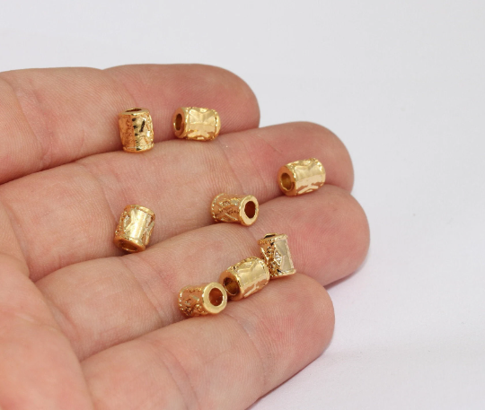 5x7mm 24k Shiny Gold Tube Beads, Spacer Beads, plated FNL192