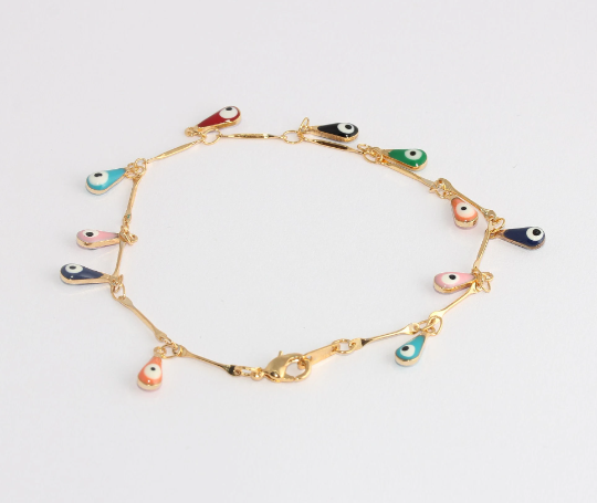 Shiny Gold Evil Eye Bracelet