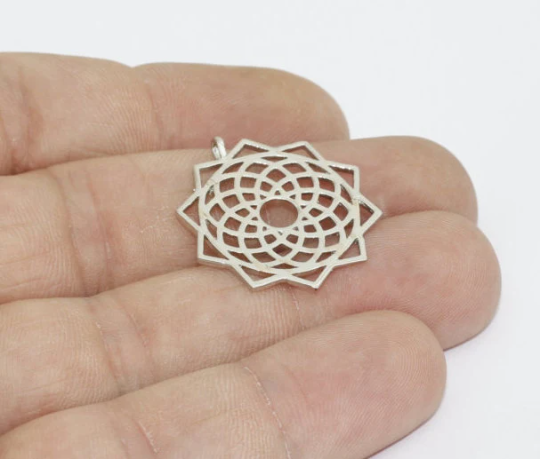 25x28mm Rhodium Chakra Charms, Chakra Pendant, CR168