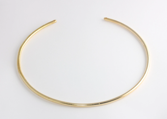 24k Shiny Gold Choker, Wire Choker Necklace, Adjustable    BXB382-1