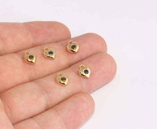 Shiny Gold Heart Charms