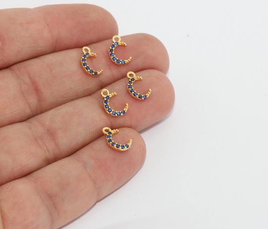 Shiny Gold Moon Charms