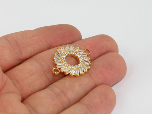 Shiny Gold Pave Circle Bracelet Charms