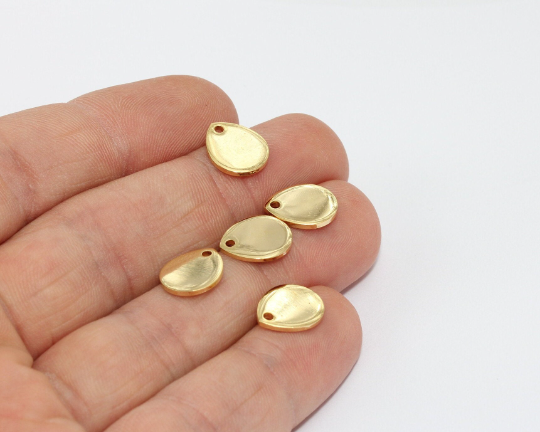 9x12mm 24 ayar parlak altın kaplama gözyaşı kolye, gözyaşı MTE214