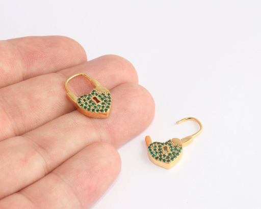 Heart Earrings, Micro Pave