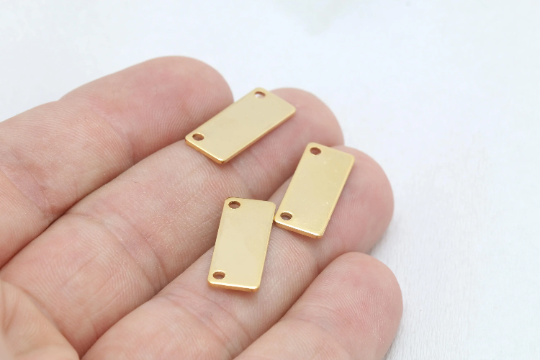 8x20mm 24k Shiny Gold Nameplate Bar, Bracelet Charm, BRT770
