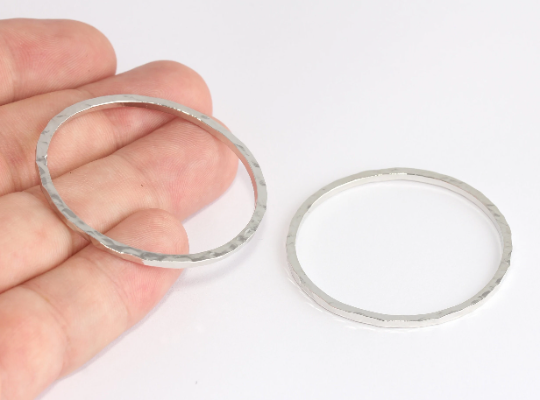 45 mm Rodyum Kaplamalı Kapalı Yüzük, Yuvarlak Gümüş Halka Çember XP412